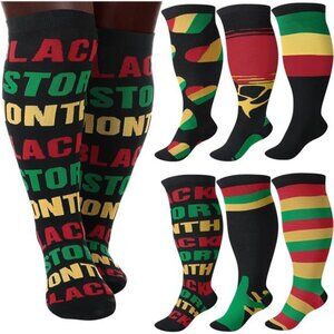 6 Pairs Black History Month Plus Size Socks for Men and Women African
